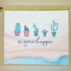 Sigma Kappa Tapestry (Blue/Pink Watercolor and Cacti) 50”x60”